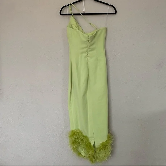 House of CB ‘Alessia’ Lime Feathered Midi Dress NWOT size XS‎ $299 - Picture 5 of 16